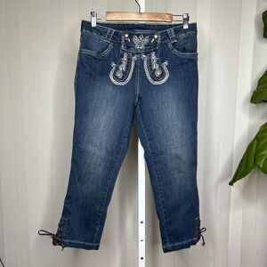 Landhause Octoberfest Capri Jeans Costume Embroidered Size 38 EUR
